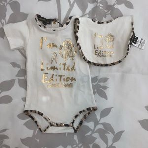 Roberto Cavalli baby onsie and bib